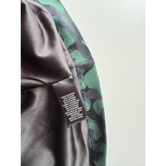 PINK TARTAN Alvina Green Black Camo Jacquard Silk Trim Fit & Flare Dress, Size 8 - Picture 12 of 13